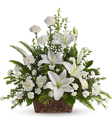 Peaceful White Lilies Basket from Victor Mathis Florist in Louisville, KY